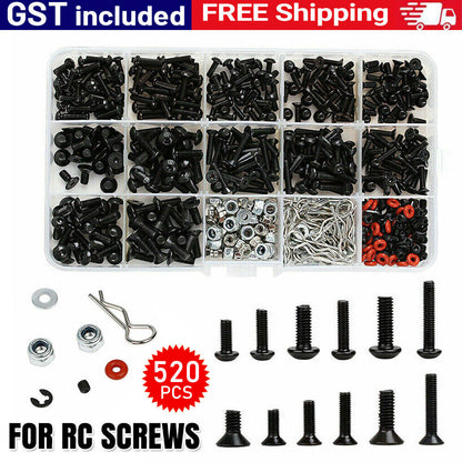 520Pcs/Set RC Screws Box Repair Tool Kit for HSP 1/10 RC Car DIY Accessories AU