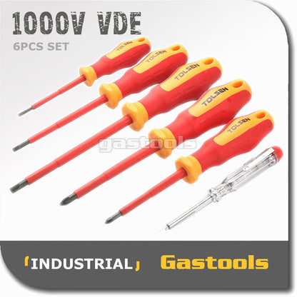 6 PCS VDE ELECTRICIANS SCREWDRIVER SET 1000V AC Electrical Insulated Kit