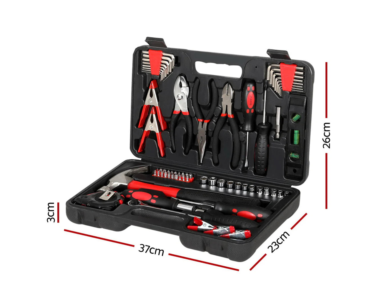 70Pcs Tool Kit Set Box Household Toolbox Repair Hard Case Black