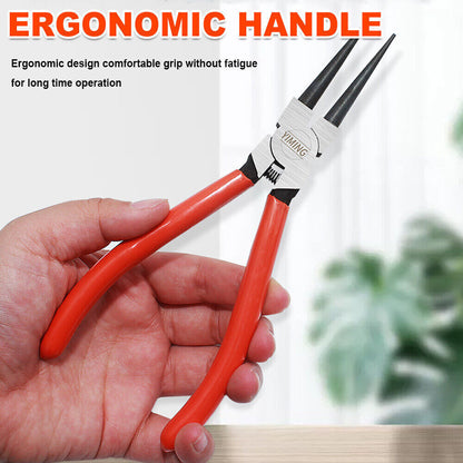 4-Piece 7" Circlip Pliers Internal External Bent Straight Snap Ring Tool Set