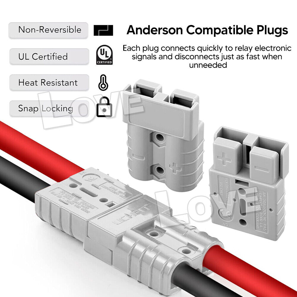 10X Anderson Style Plug Connectors 50 AMP 6AWG 12-24V DC Power Tool