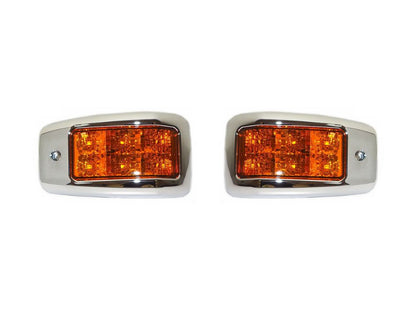 Door Flasher R/H Right Hand = L/H Left Hand  –  Amber  –  With Chrome Mould  –  LED  –  Sold As a Pair  –  To Suit Hino 500 Series (17-On)