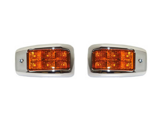 Door Flasher R/H Right Hand = L/H Left Hand  –  Amber  –  With Chrome Mould  –  LED  –  Sold As a Pair  –  To Suit Hino 500 Series (17-On)