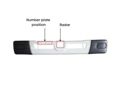 Front Bumper Bar  –  Wide Cab  –  Without Fog and With Radar and OTo Suit Hino FFSet Number Plate  –  Second Hand  –  To Suit Mitsubishi Canter FEA (19-On)