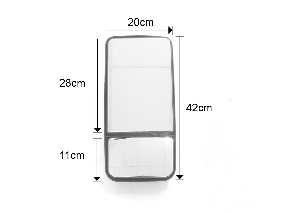 Mirror Head R/H Right Hand = L/H Left Hand  –  Electric  –  Flat Main Glass With Spotter  –  To Suit Mitsubishi Fighter FK / FM / FN (96-08)