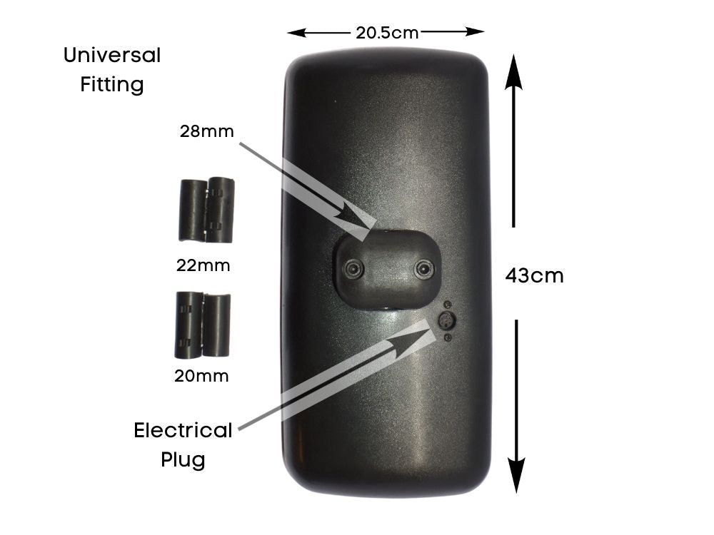 Mirror Head R/H Right Hand = L/H Left Hand  –  Electric  –  Flat Main Glass With Spotter  –  To Suit Mitsubishi Fighter FK / FM / FN (96-08)