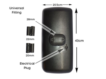 Mirror Head R/H Right Hand = L/H Left Hand  –  Electric  –  Flat Main Glass With Spotter  –  To Suit Mitsubishi Fighter FK / FM / FN (96-08)