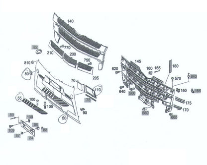 Front Middle Grille  –  Outer  –  High Cab  –  To Suit Mercedes Actros M / L Classic / Stream Space (13-On)