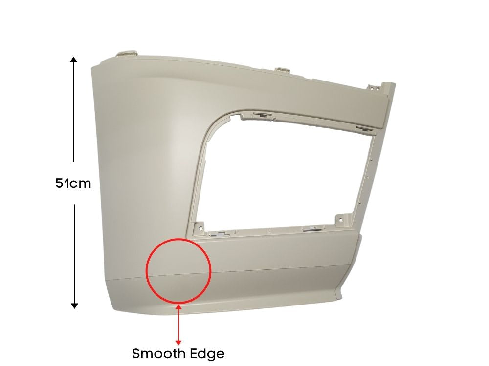 Front Bumper Bar End R/H Right Hand  –  With Fog Lamp Holes High Cab  –  To Suit Mercedes Actros MP4 Bigspace (16-On)