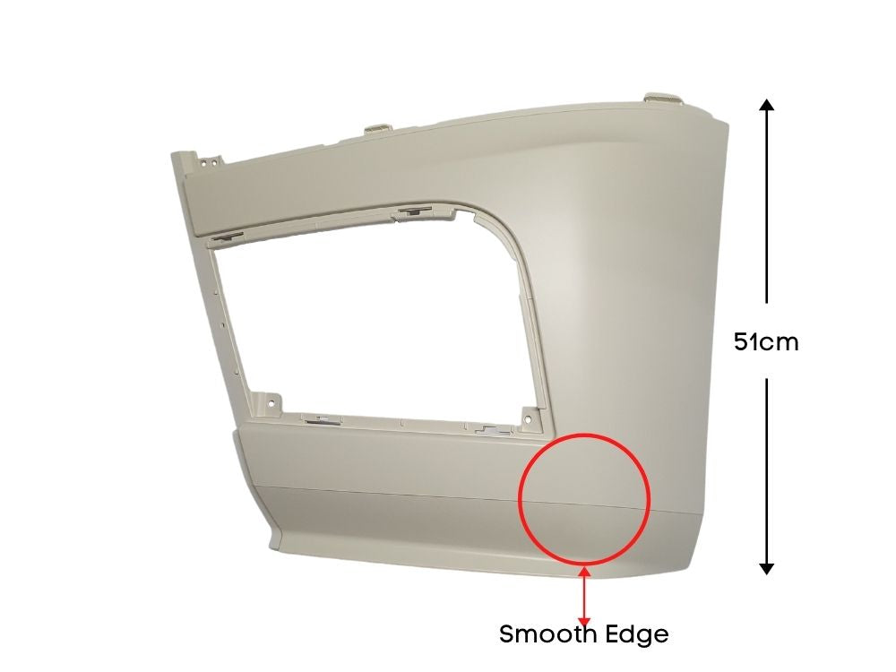 Front Bumper Bar End L/H Left Hand  –  With Fog Lamp Holes High Cab  –  To Suit Mercedes Actros MP4 Bigspace (16-On)