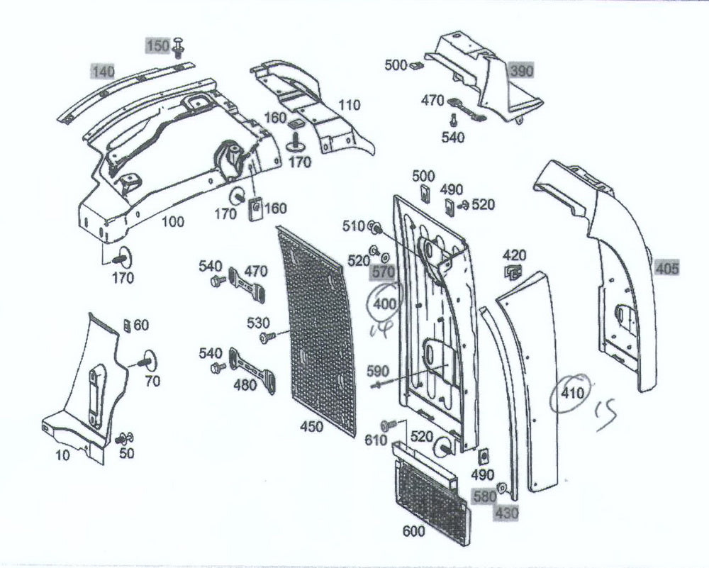 Mud Guard Top R/H Right Hand = L/H Left Hand  –  Without Straps High  –  To Suit Mercedes Actros MP4 Bigspace (16-On)