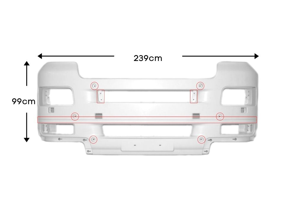 Front Bumper Bar  –  High Bar  –  White  –  Wide Cab  –  To Suit MAN TGA XL / XXL (00-09)