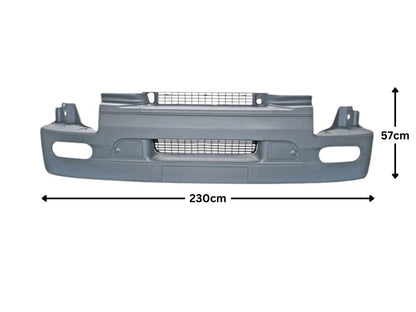 Front Bumper Bar  –  Low Bar  –  With Fog Lamp Holes  –  With Mesh / Caps  –  To Suit Renault Premium / Mack Quantum (99-06)