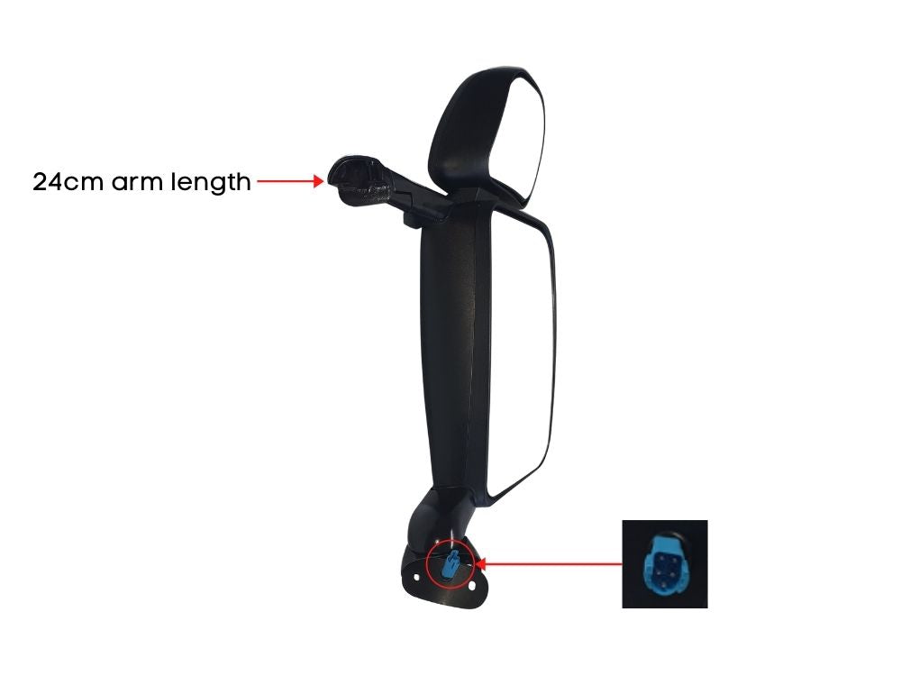 Mirror Assembly R/H Right Hand  –  Electric  –  With Spotter  –  Long Arm  –  To Suit Scania P / R Series (97-04)