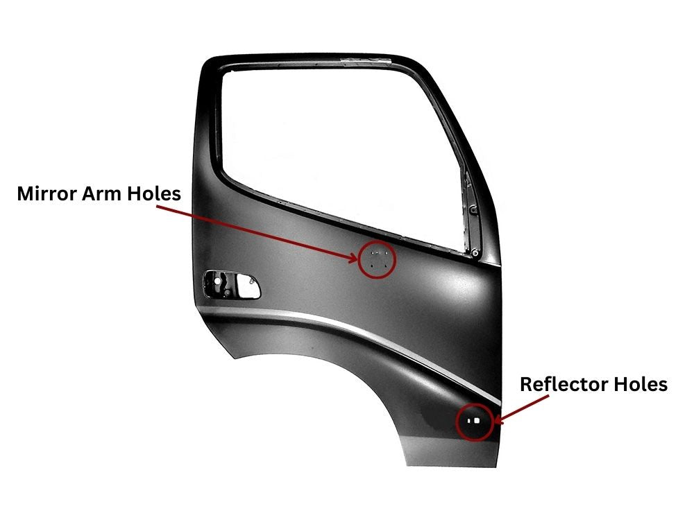 Door Shell R/H Right Hand  –  With Mirror& Reflector Holes  –  XZU3 / To Suit Toyota Dyna Hino Dutro XZU4 (00-11)