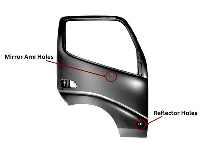 Door Shell R/H Right Hand  –  With Mirror& Reflector Holes  –  XZU3 / To Suit Toyota Dyna Hino Dutro XZU4 (00-11)