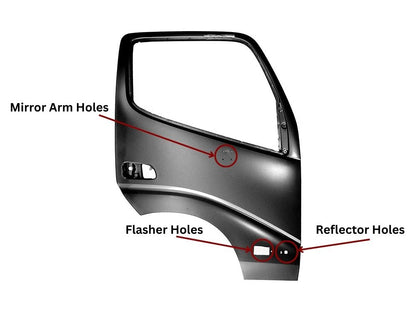 Door Shell R/H Right Hand  –  With Mirror& Reflector& Flasher Holes  –  XZU3 / To Suit Toyota Dyna Hino Dutro XZU4 (00-11)