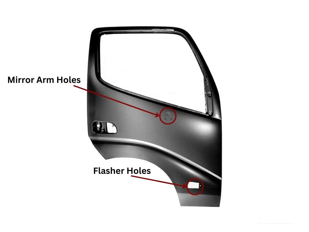 Door Shell R/H Right Hand  –  With Mirror& Flasher Holes  –  XZU3 / To Suit Toyota Dyna Hino Dutro XZU4 (00-11)