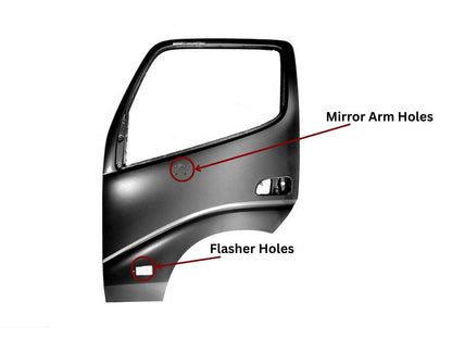 Door Shell L/H Left Hand  –  With Mirror& Flasher Holes  –  XZU3 / To Suit Toyota Dyna Hino Dutro XZU4 (00-11)