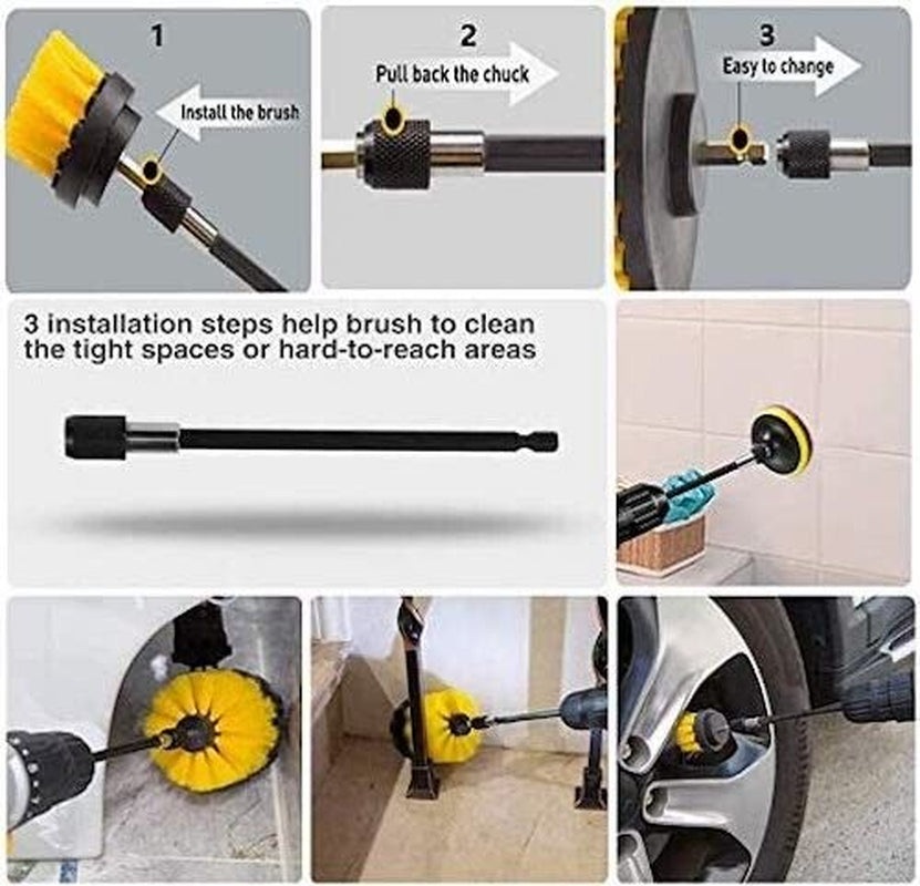 22 Piece Drill Brush Attachment Set with Extend Long Attachment, Yanyoung Power